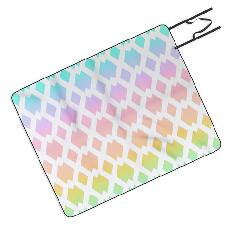 Lisa Argyropoulos Daffy Lattice Pastel Rainbow Picnic Blanket