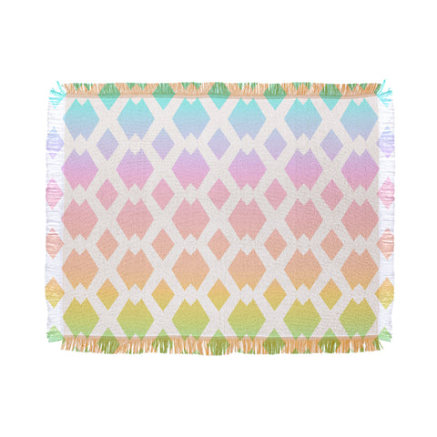 Lisa Argyropoulos Daffy Lattice Pastel Rainbow Throw Blanket