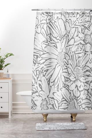 Lisa Argyropoulos Daisy Daisy Dove Gray Shower Curtain And Mat