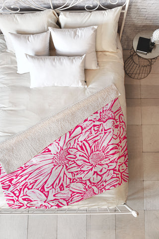Lisa Argyropoulos Daisy Daisy In Bold Pink Fleece Throw Blanket