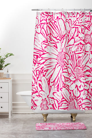 Lisa Argyropoulos Daisy Daisy In Bold Pink Shower Curtain And Mat