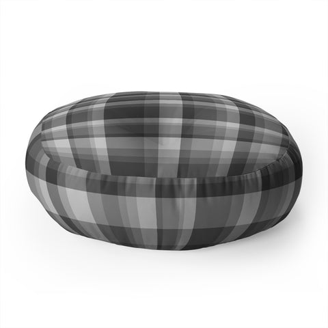 Lisa Argyropoulos Dark Gray Plaid Floor Pillow Round