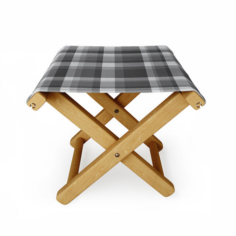 Lisa Argyropoulos Dark Gray Plaid Folding Stool