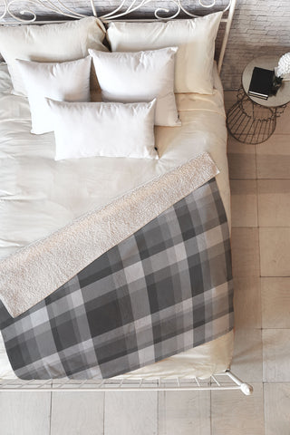Lisa Argyropoulos Dark Gray Plaid Fleece Throw Blanket