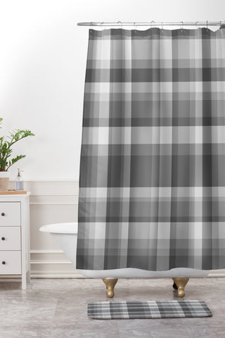 Lisa Argyropoulos Dark Gray Plaid Shower Curtain And Mat