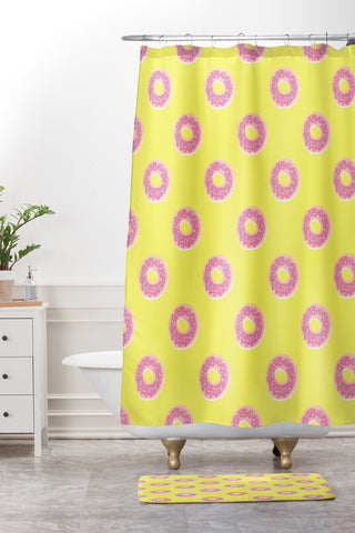 Lisa Argyropoulos Donuts on the Sunny Side Shower Curtain And Mat