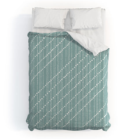 Lisa Argyropoulos Dotty Lines Misty Green Duvet Cover