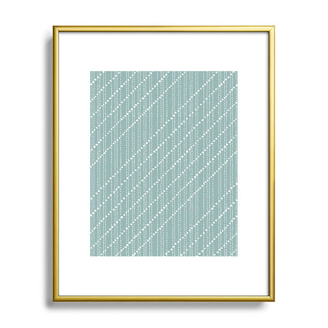 Lisa Argyropoulos Dotty Lines Misty Green Metal Framed Art Print