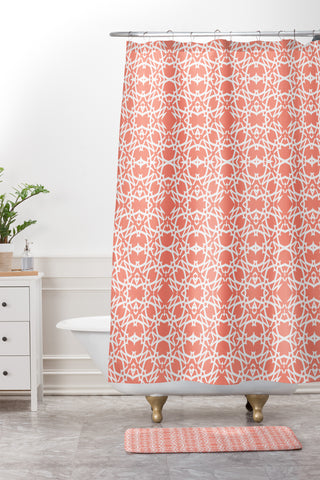 Lisa Argyropoulos Electric in Peach Shower Curtain And Mat
