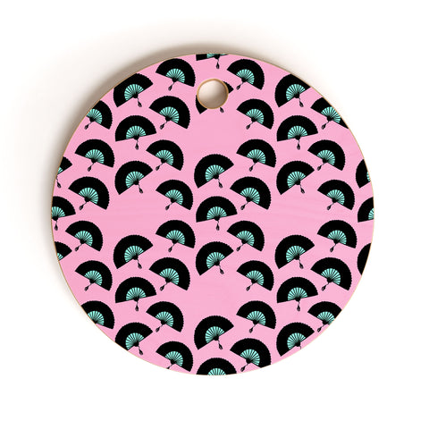 Lisa Argyropoulos Fans Pink Mint Cutting Board Round