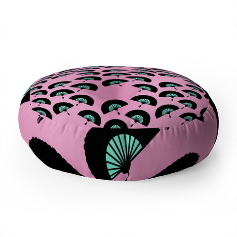 Lisa Argyropoulos Fans Pink Mint Floor Pillow Round