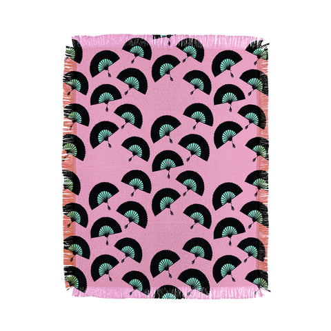 Lisa Argyropoulos Fans Pink Mint Throw Blanket