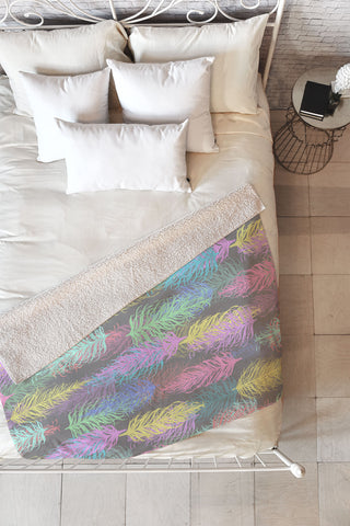 Lisa Argyropoulos Feathered Spring Gray Fleece Throw Blanket