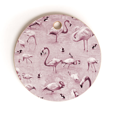 Lisa Argyropoulos Flamingos Vintage Rose Cutting Board Round