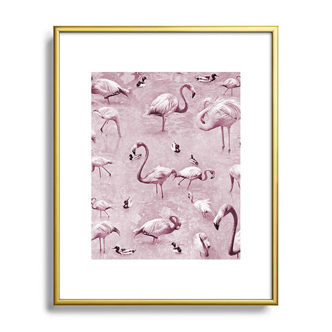 Lisa Argyropoulos Flamingos Vintage Rose Metal Framed Art Print