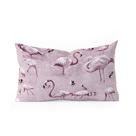 Lisa Argyropoulos Flamingos Vintage Rose Oblong Throw Pillow