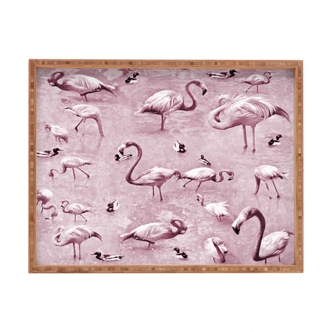 Lisa Argyropoulos Flamingos Vintage Rose Rectangular Tray