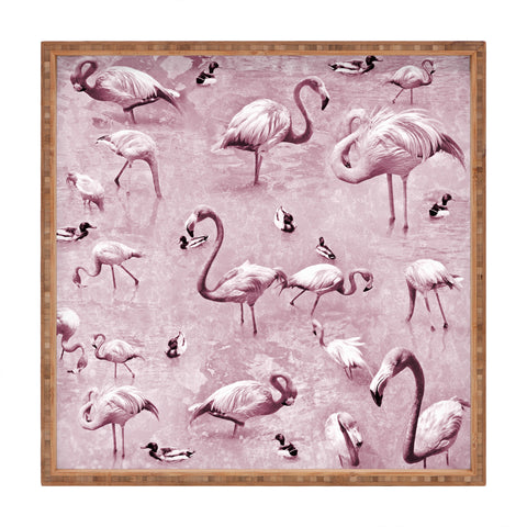 Lisa Argyropoulos Flamingos Vintage Rose Square Tray