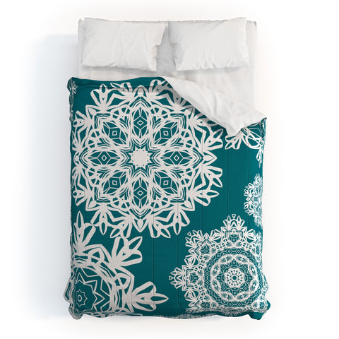 Lisa Argyropoulos Flurries on Teal Comforter