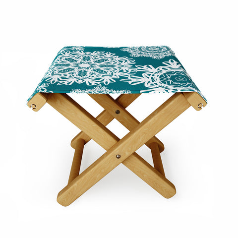 Lisa Argyropoulos Flurries on Teal Folding Stool