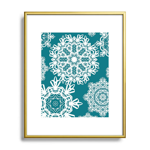 Lisa Argyropoulos Flurries on Teal Metal Framed Art Print