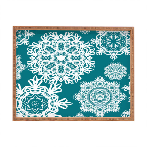 Lisa Argyropoulos Flurries on Teal Rectangular Tray