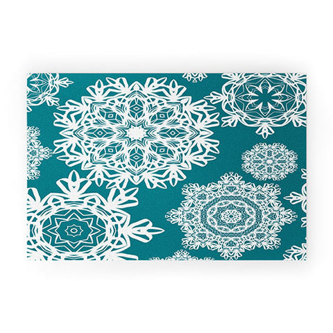 Lisa Argyropoulos Flurries on Teal Welcome Mat