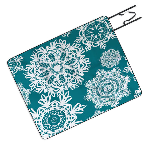 Lisa Argyropoulos Flurries on Teal Picnic Blanket