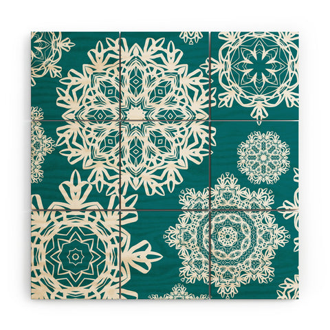 Lisa Argyropoulos Flurries on Teal Wood Wall Mural