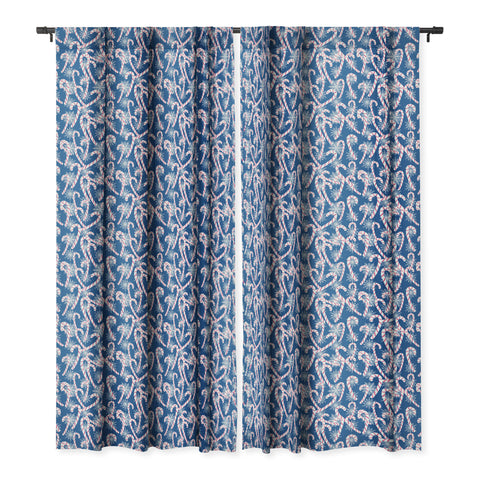 Lisa Argyropoulos Frosty Canes Blue Blackout Window Curtain
