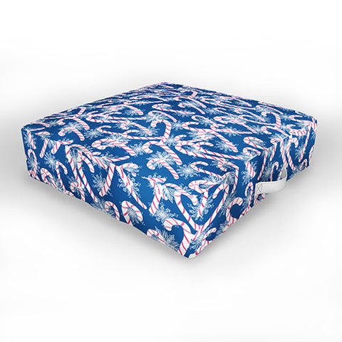 Lisa Argyropoulos Frosty Canes Blue Outdoor Floor Cushion