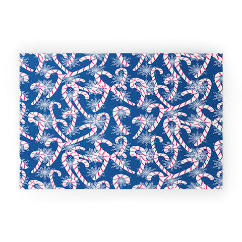 Lisa Argyropoulos Frosty Canes Blue Welcome Mat