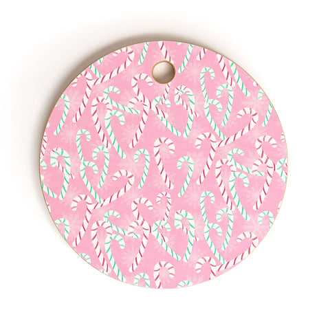 Lisa Argyropoulos Frosty Canes Pink Cutting Board Round