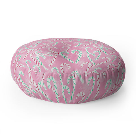 Lisa Argyropoulos Frosty Canes Pink Floor Pillow Round
