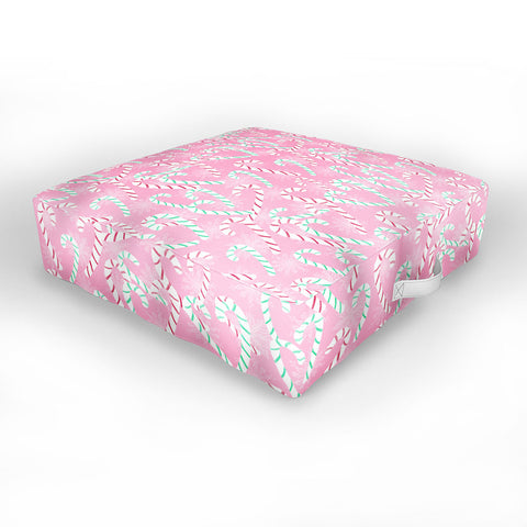 Lisa Argyropoulos Frosty Canes Pink Outdoor Floor Cushion