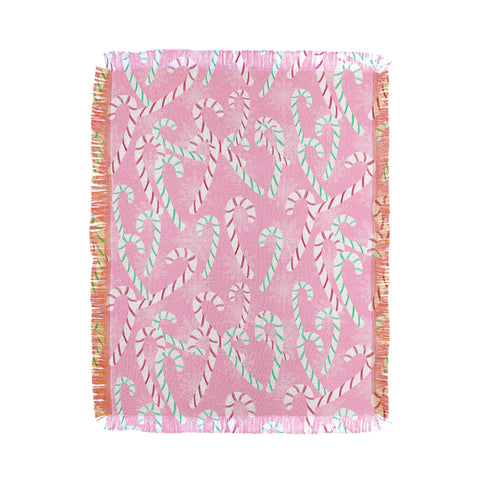 Lisa Argyropoulos Frosty Canes Pink Throw Blanket