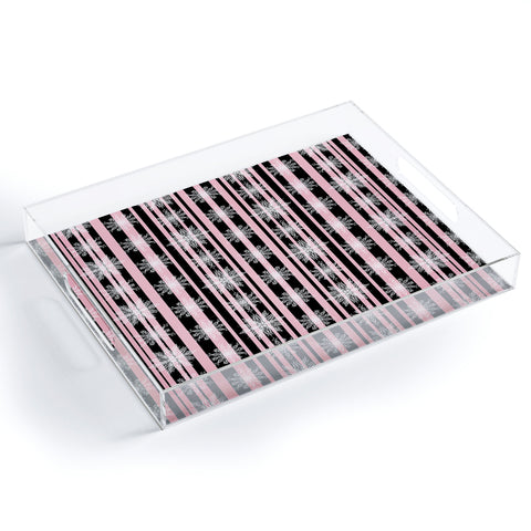 Lisa Argyropoulos Frosty Snowflakes and Blush Stripes Acrylic Tray