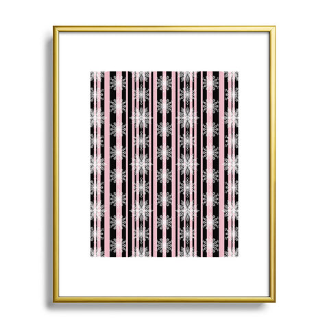 Lisa Argyropoulos Frosty Snowflakes and Blush Stripes Metal Framed Art Print