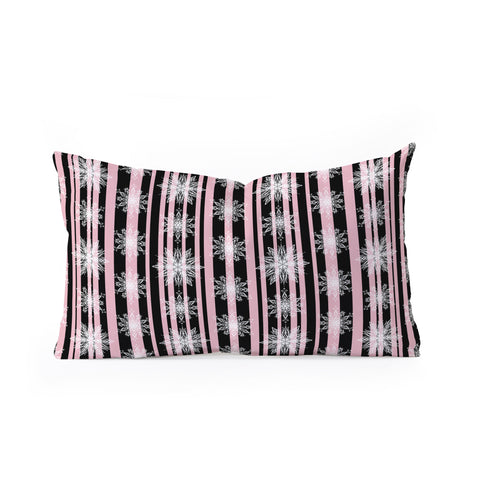 Lisa Argyropoulos Frosty Snowflakes and Blush Stripes Oblong Throw Pillow