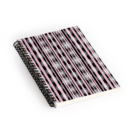 Lisa Argyropoulos Frosty Snowflakes and Blush Stripes Spiral Notebook