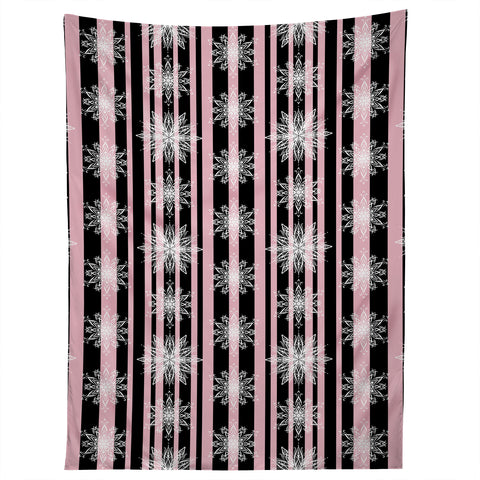 Lisa Argyropoulos Frosty Snowflakes and Blush Stripes Tapestry