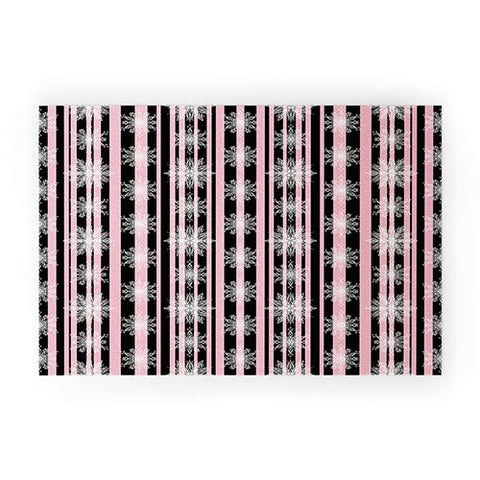 Lisa Argyropoulos Frosty Snowflakes and Blush Stripes Welcome Mat