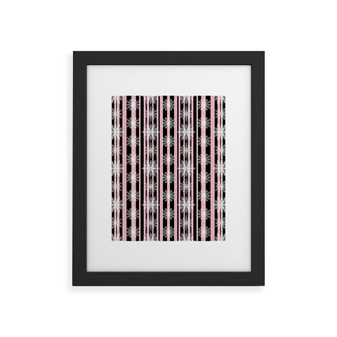 Lisa Argyropoulos Frosty Snowflakes and Blush Stripes Framed Art Print
