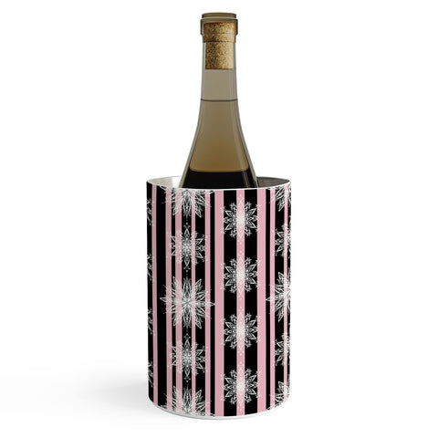 Lisa Argyropoulos Frosty Snowflakes and Blush Stripes Wine Chiller