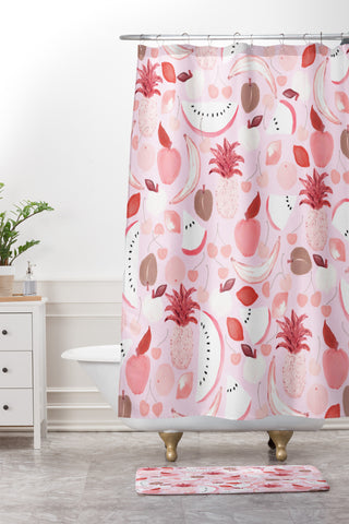 Lisa Argyropoulos Fruit Punch Blushing Shower Curtain And Mat