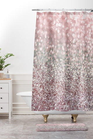 Lisa Argyropoulos Girly Pink Snowfall Shower Curtain And Mat