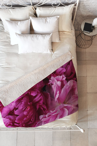 Lisa Argyropoulos Glamour Pink Peonies Fleece Throw Blanket