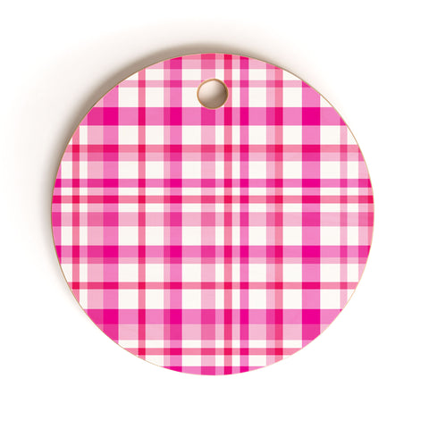 Lisa Argyropoulos Glamour Pink Plaid Cutting Board Round