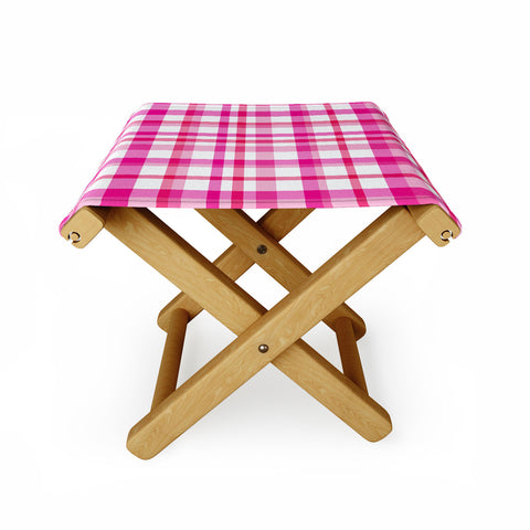 Lisa Argyropoulos Glamour Pink Plaid Folding Stool