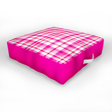 Lisa Argyropoulos Glamour Pink Plaid Outdoor Floor Cushion